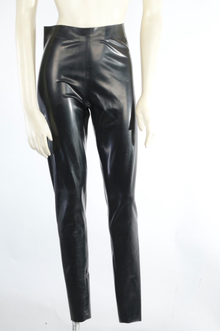 VERSACE Black Latex Coated High Rise Skinny Legging Pants Trousers IT 42 / 8
